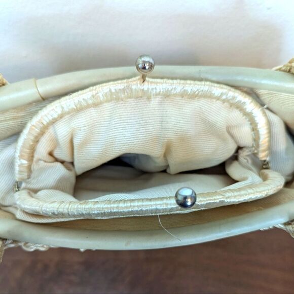 VTG Raffia Beaded Purse Eclectic Grandma Coastal Countryside Fairy Garden Girl - Picture 9 of 9